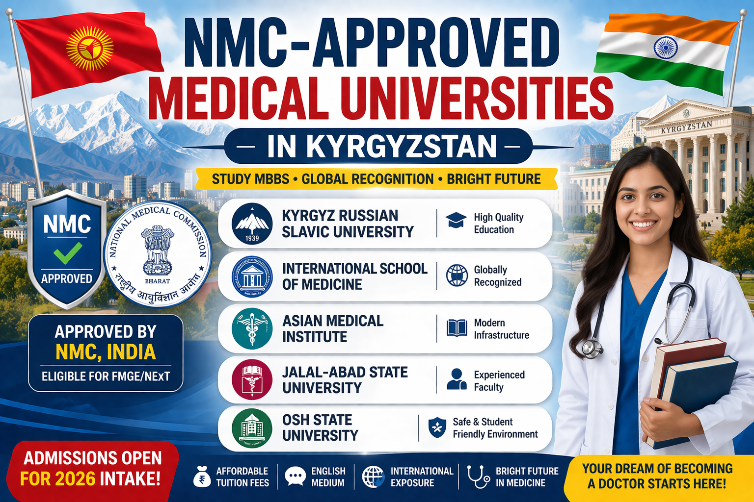NMC-Approved Medical Universities in Kyrgyzstan